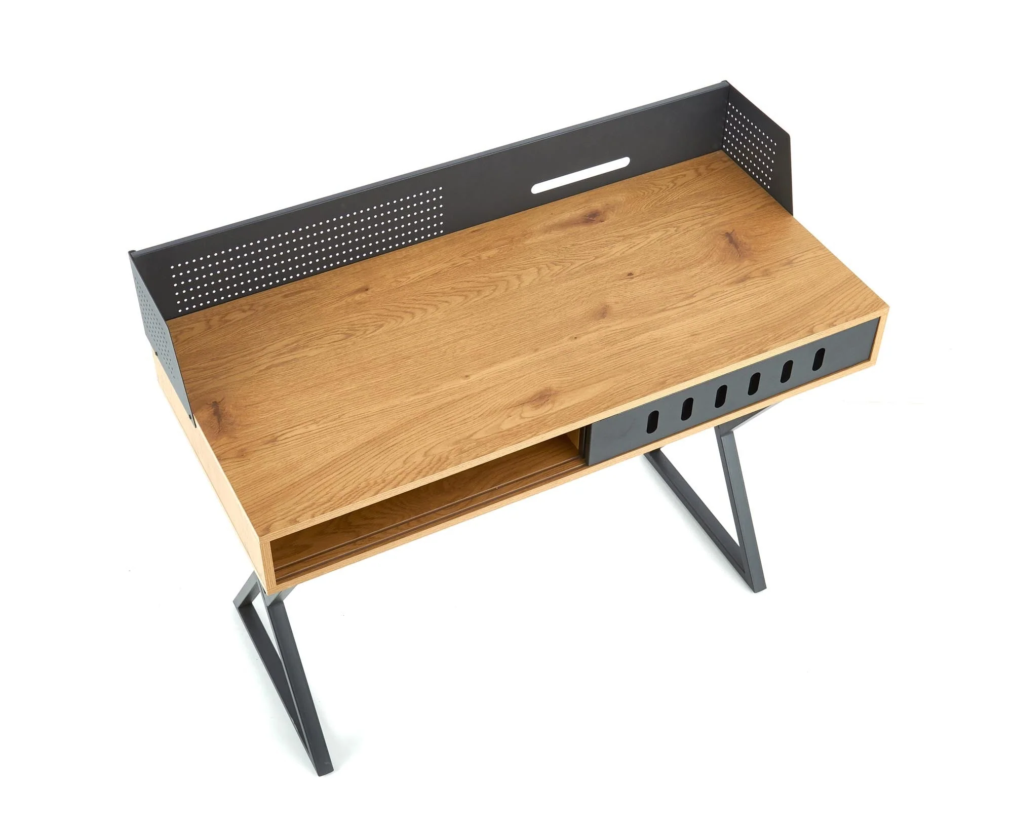 Birou B43, stejar/negru, 110x51x90 cm - Image 3