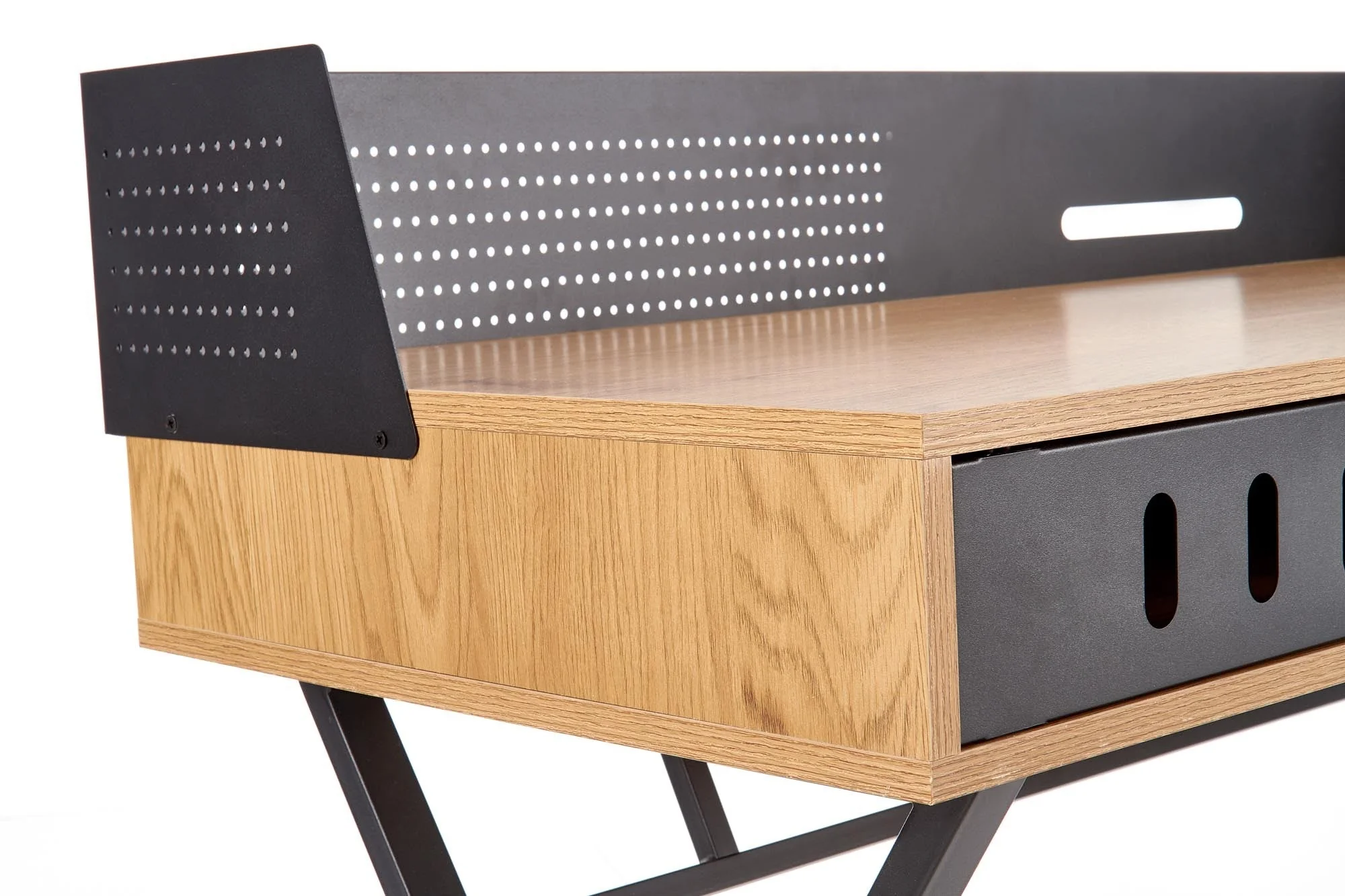 Birou B43, stejar/negru, 110x51x90 cm - Image 7