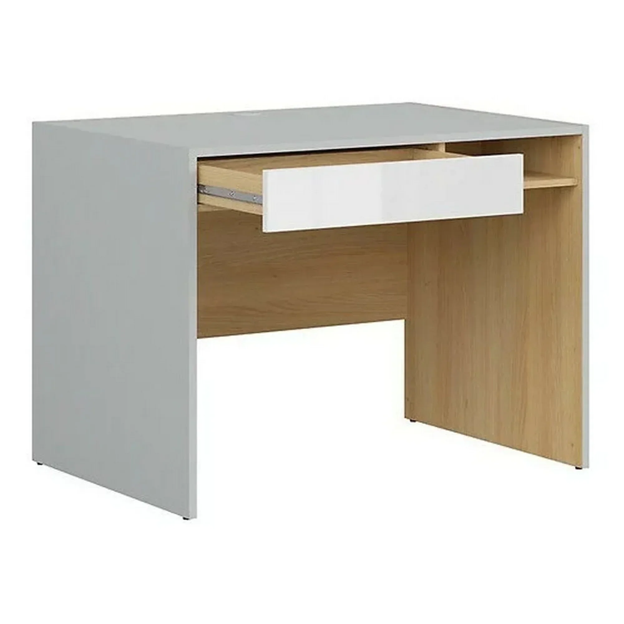 Birou NANDU, gri deschis/stejar, PAL laminat, 100x70x75 cm - Image 3