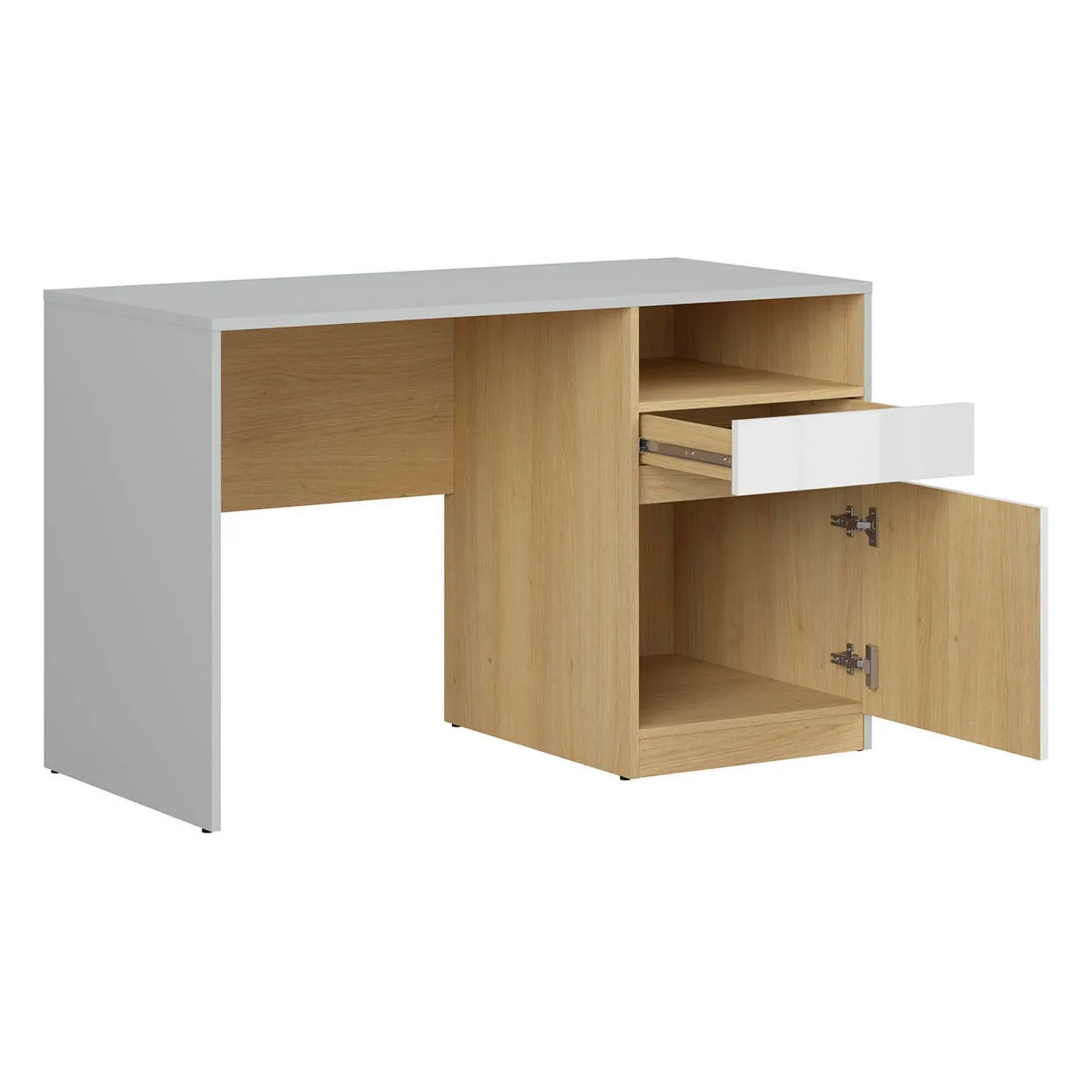 Birou NANDU, gri deschis/stejar, PAL laminat, 120x57x76 cm - Image 3