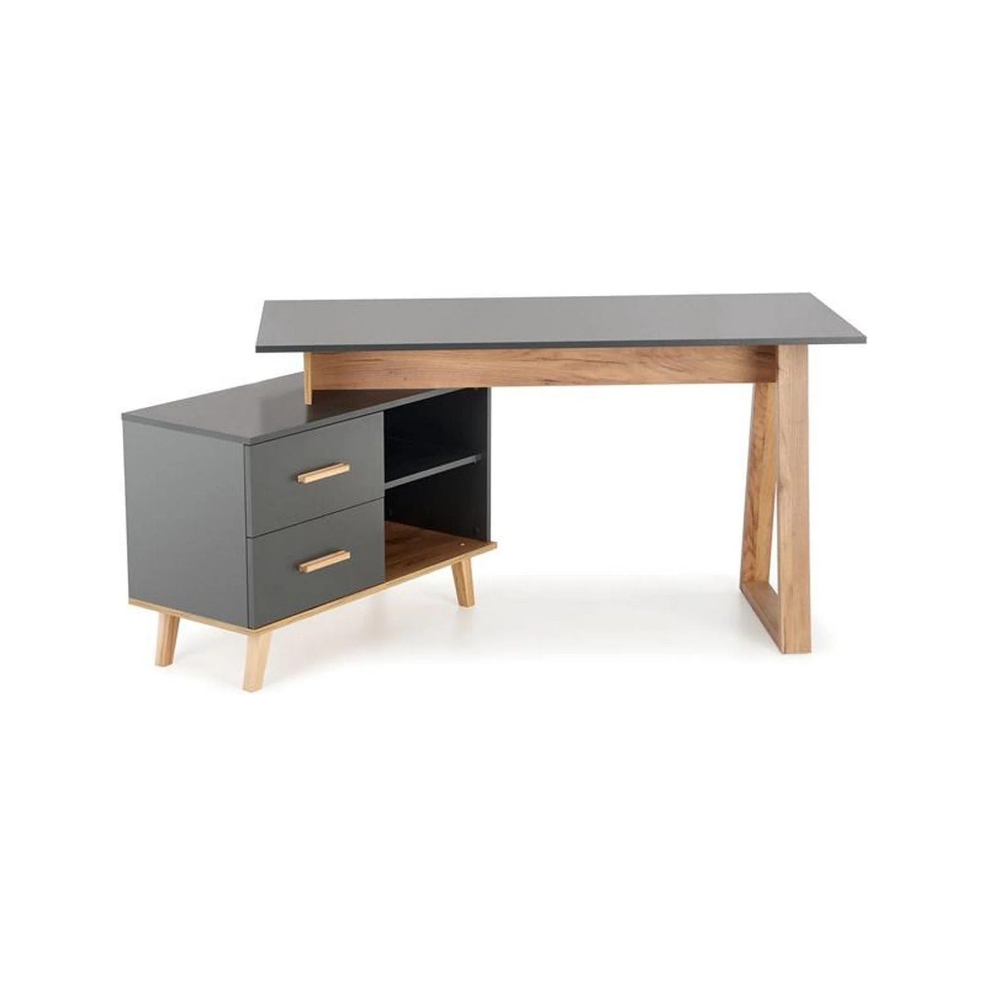 Birou SERGIO XL cu 2 sertare, antracit/wotan, 134x60x78 cm - Image 5