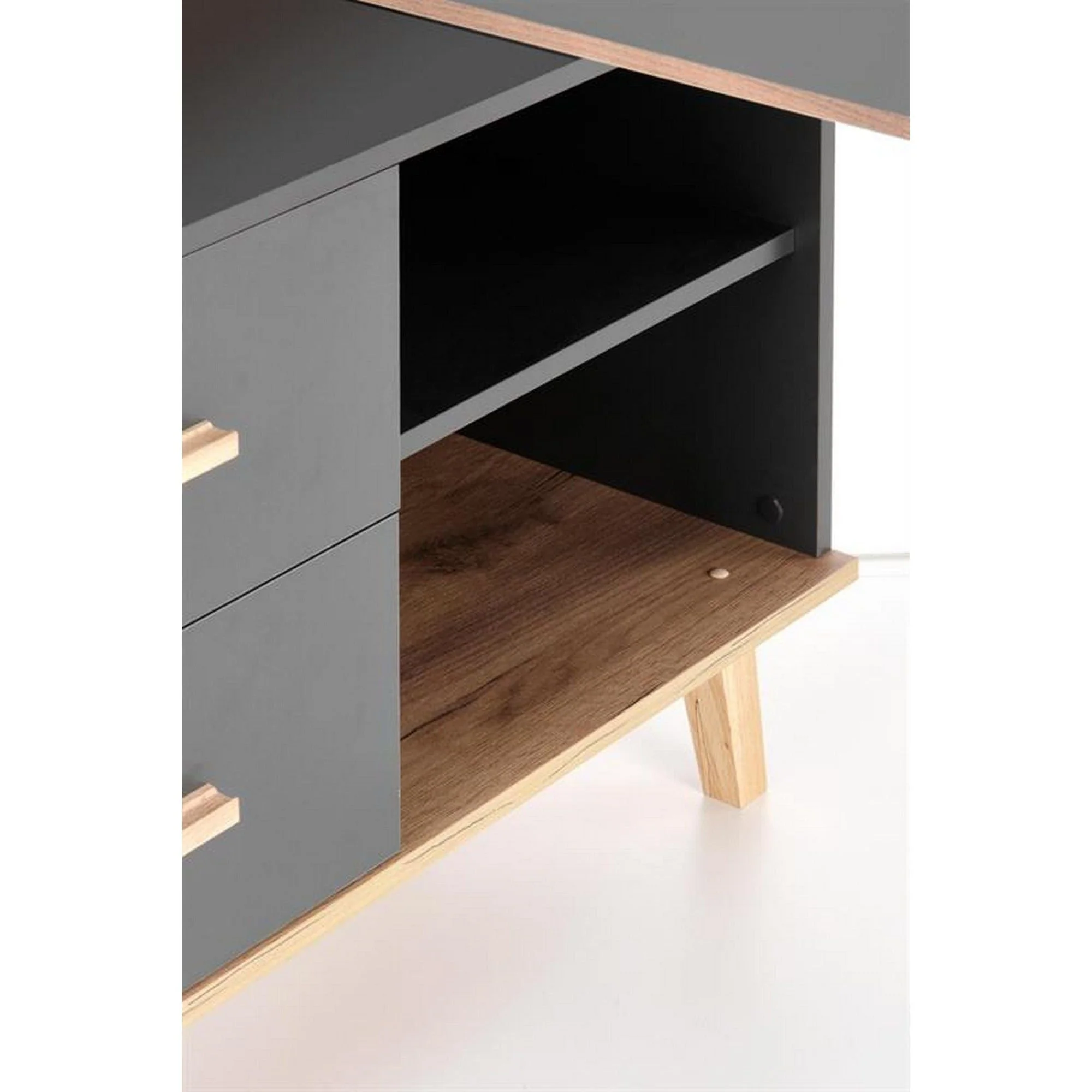Birou SERGIO XL cu 2 sertare, antracit/wotan, 134x60x78 cm - Image 8