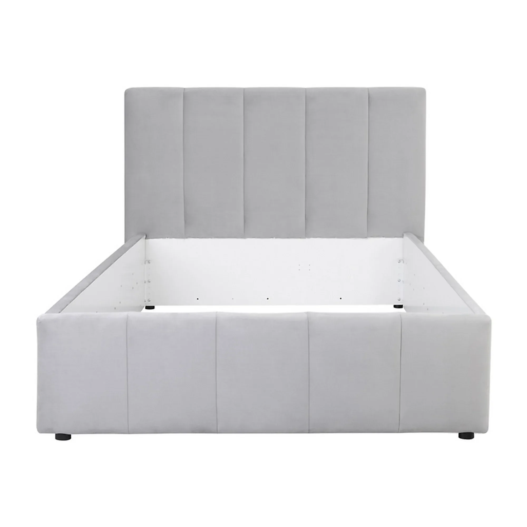 Cadru pat LONES 140x200, stofa catifelata gri deschis - Bluvel 03 - Image 3