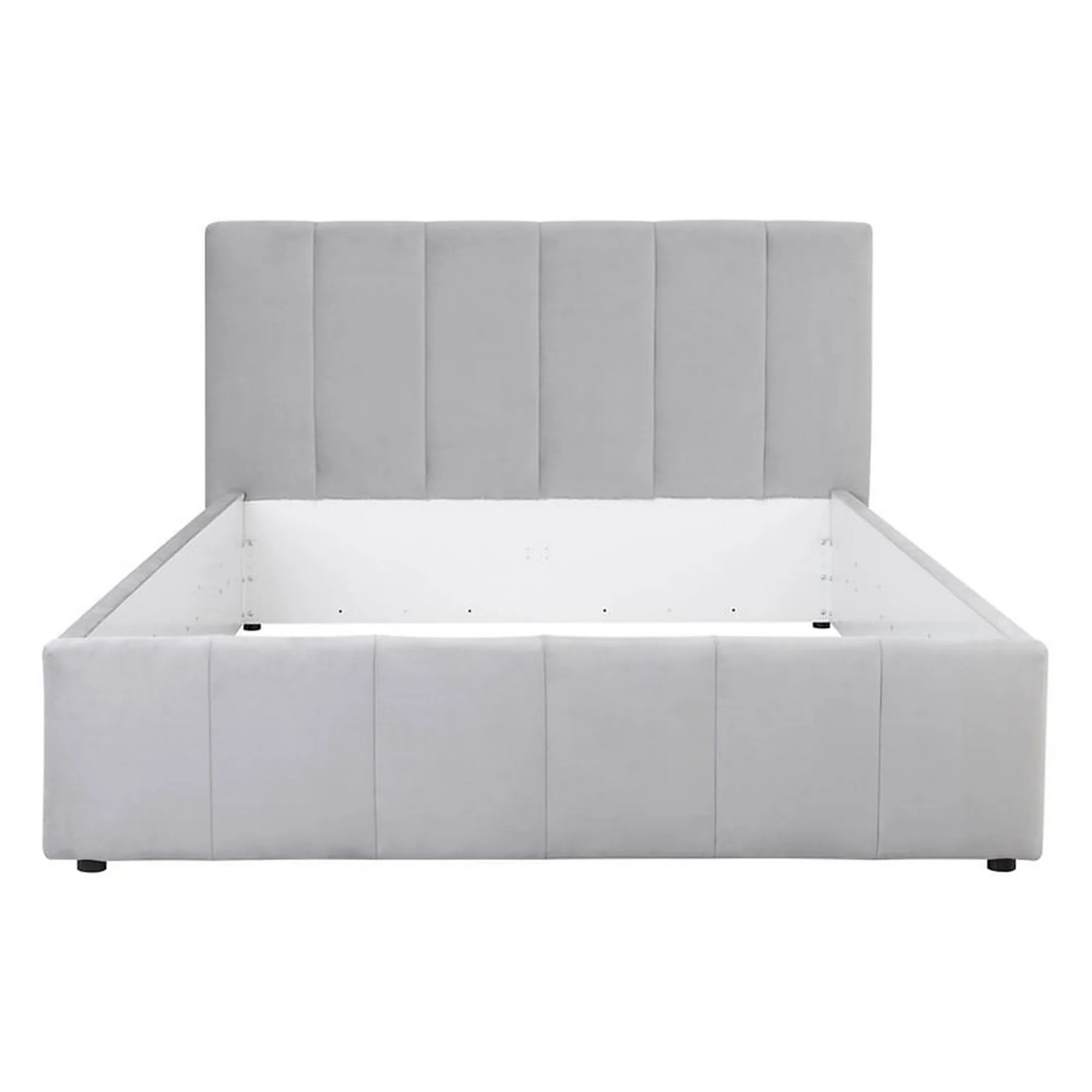 Cadru pat LONES 160x200, stofa catifelata gri deschis - Bluvel 03 - Image 4