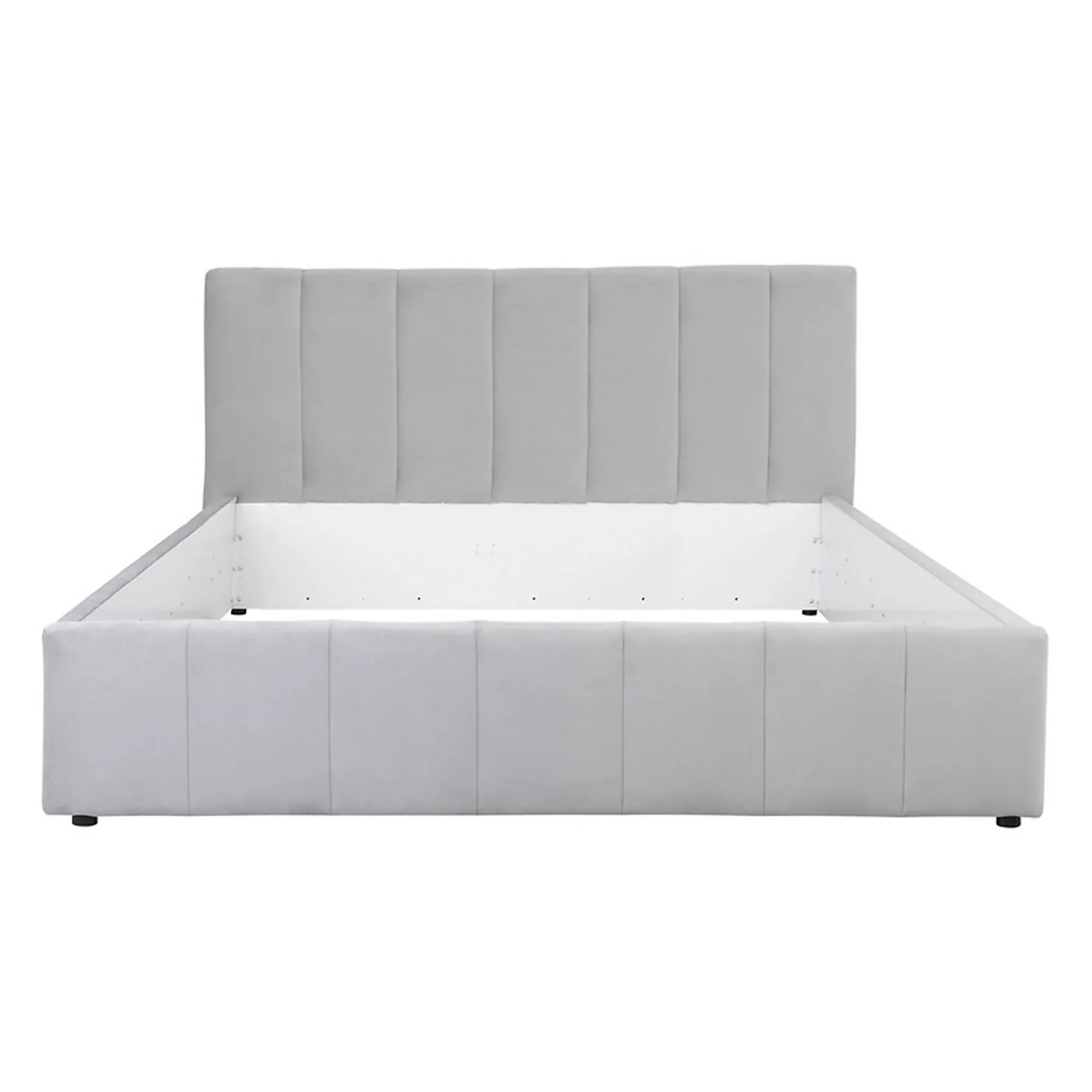 Cadru pat LONES 180x200, stofa catifelata gri deschis - Bluvel 03 - Image 3