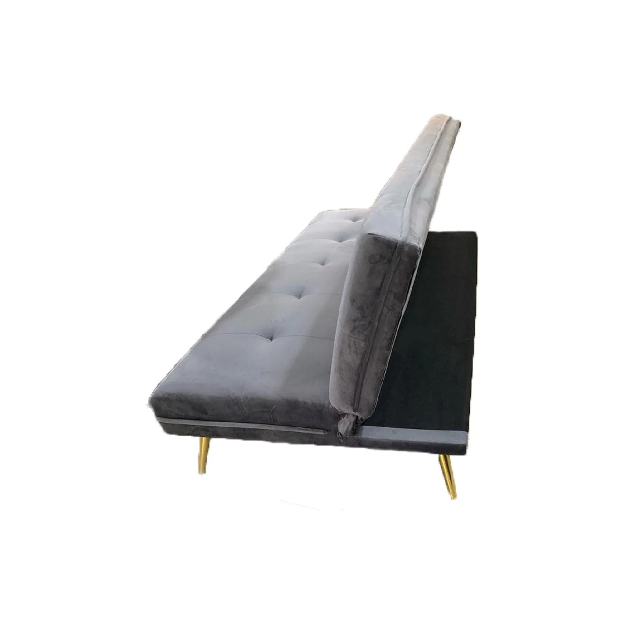 Canapea extensibila MORITZ, gri/auriu, stofa catifelata/metal, 181x88/106x80 cm - Image 3
