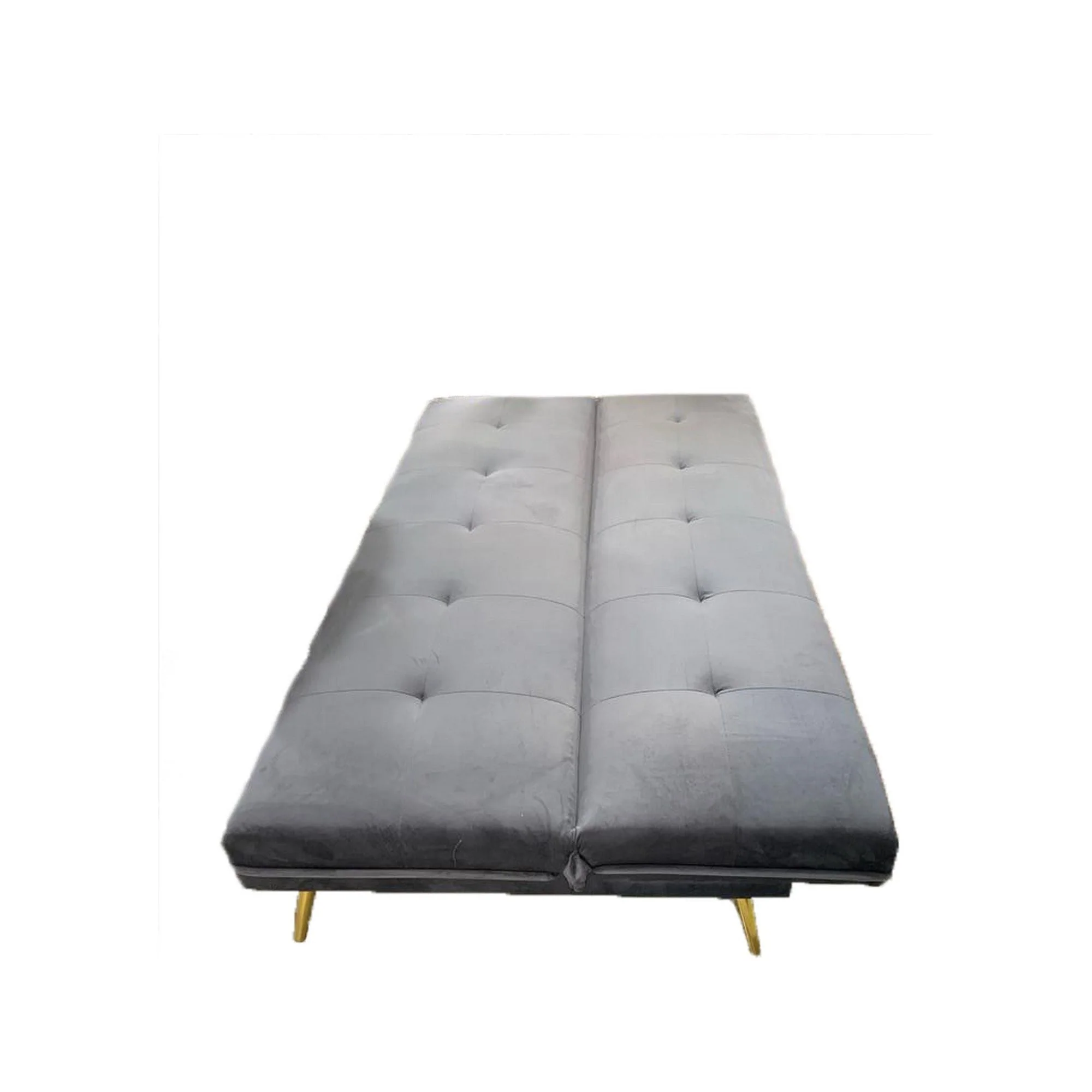 Canapea extensibila MORITZ, gri/auriu, stofa catifelata/metal, 181x88/106x80 cm - Image 4