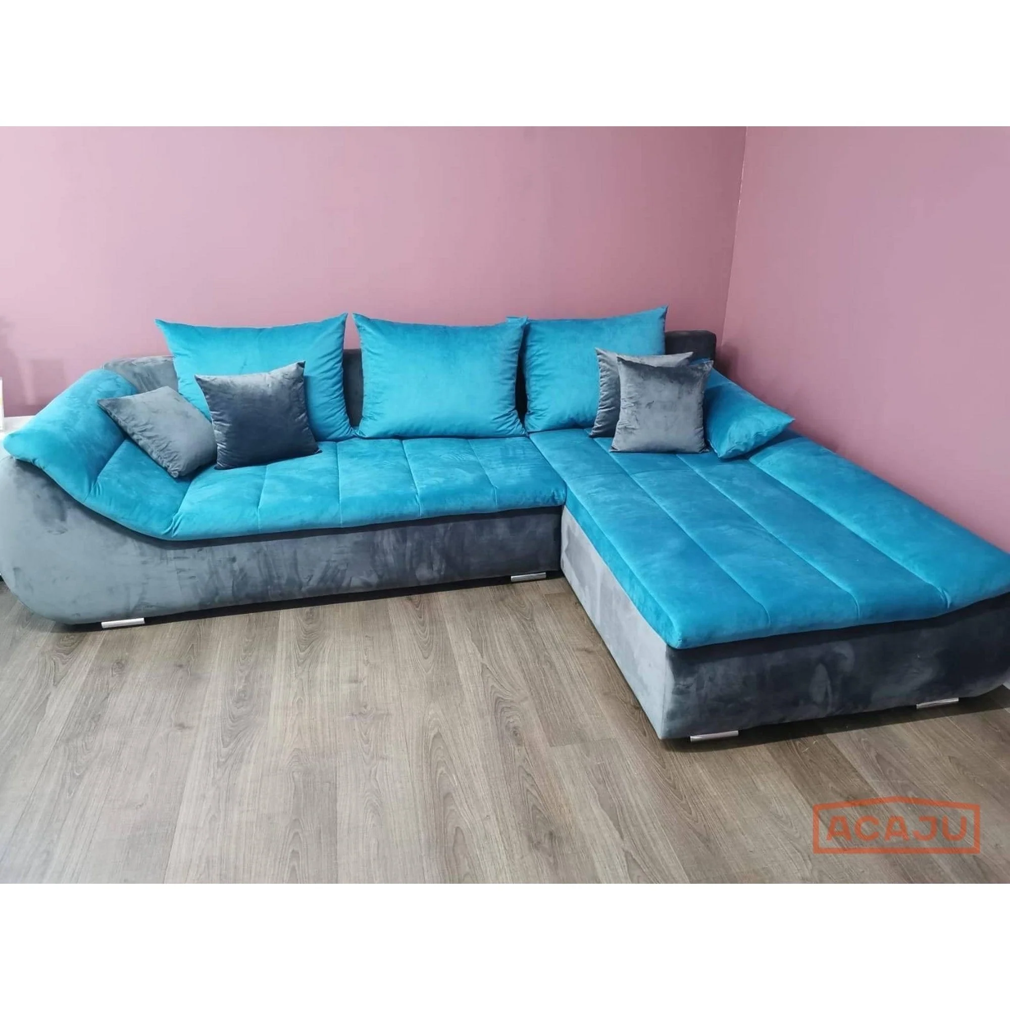 Coltar extensibil ROSARIO - OANA, gri/turcoaz, 300X200X76 CM - Image 3
