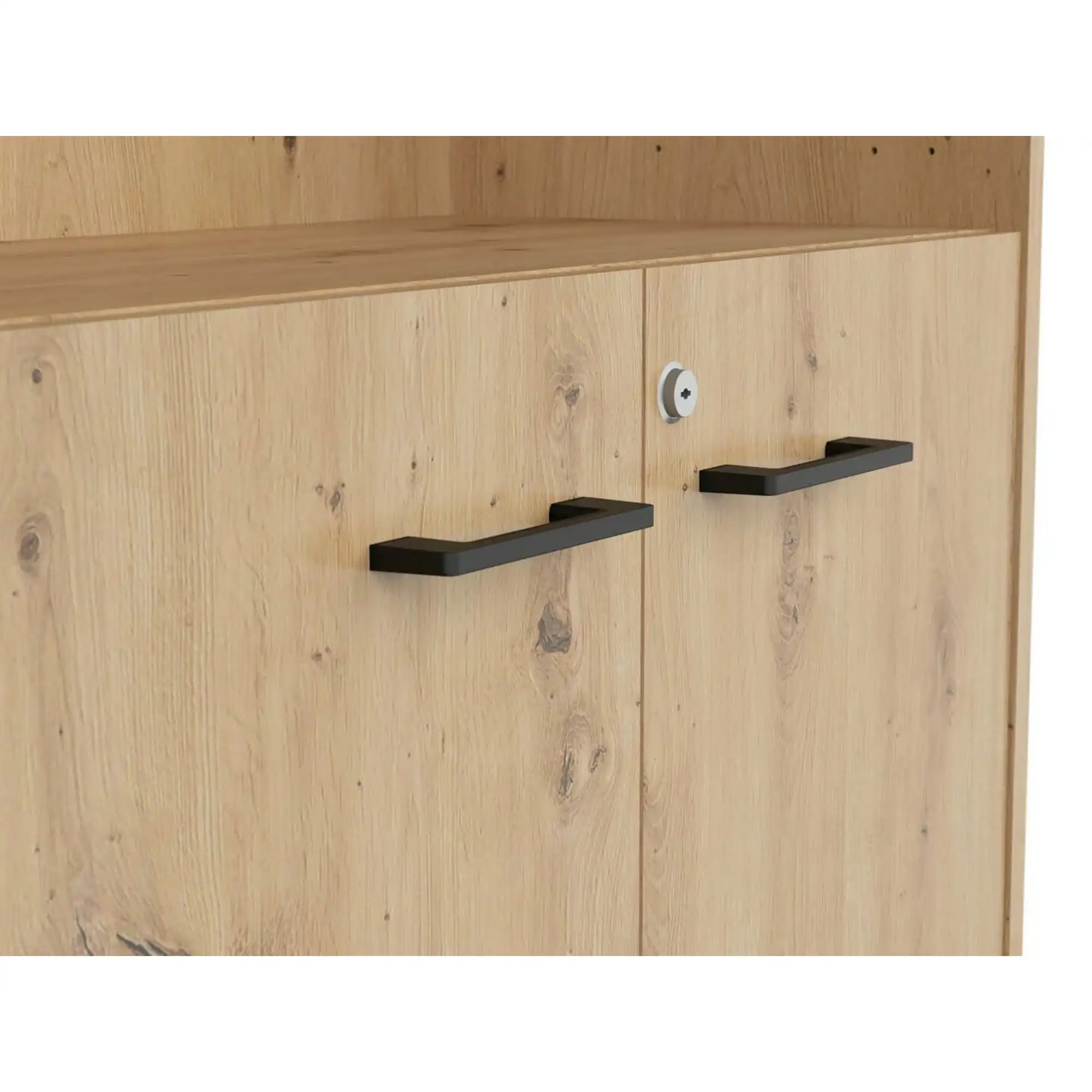 Comoda SPACE OFFICE, stejar artisan, PAL laminat, cu incuietoare, 80x37x122 cm - Image 3
