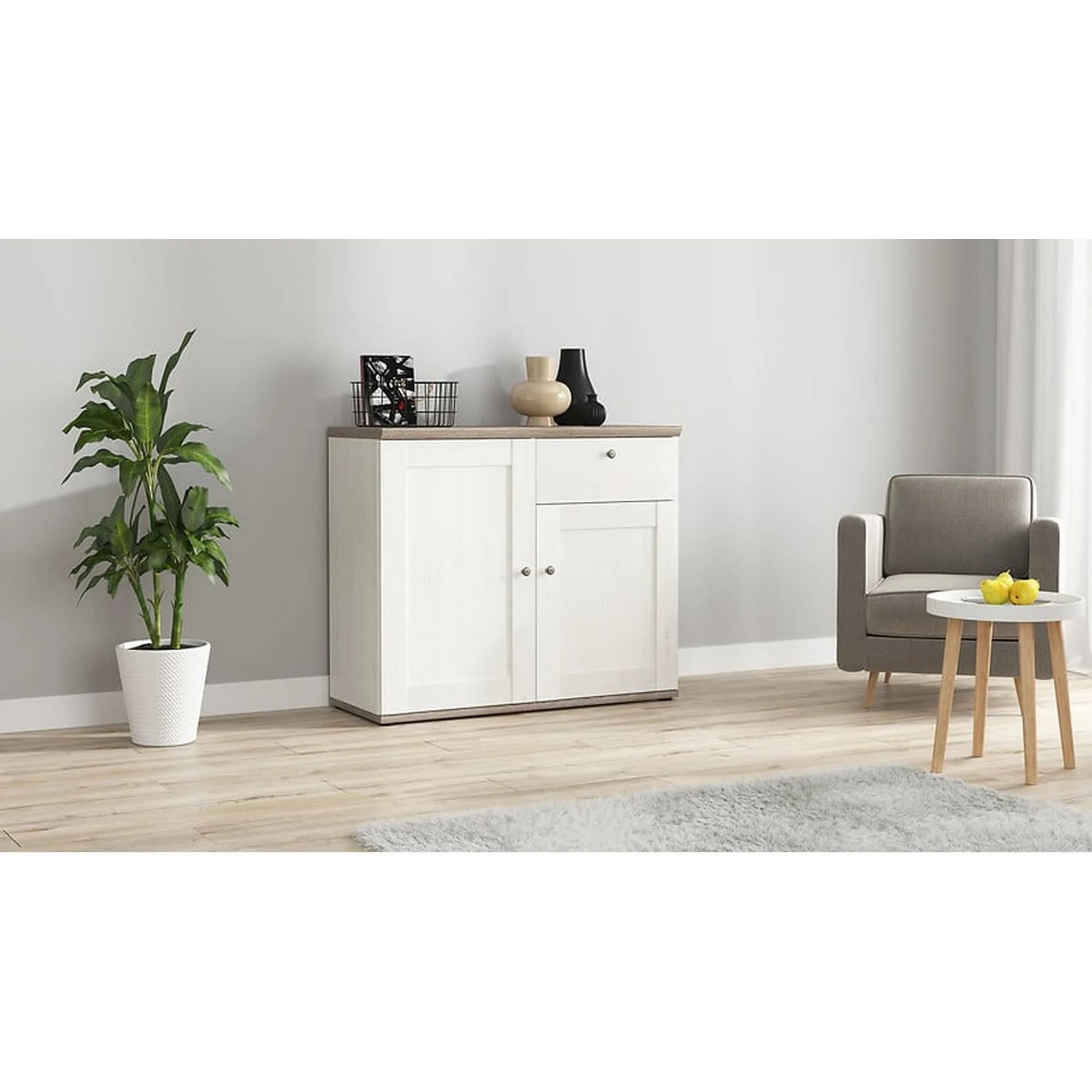 Comoda STOCKHOLM, alb andersen/stejar sonoma, PAL, 103x43x88 cm - Image 5