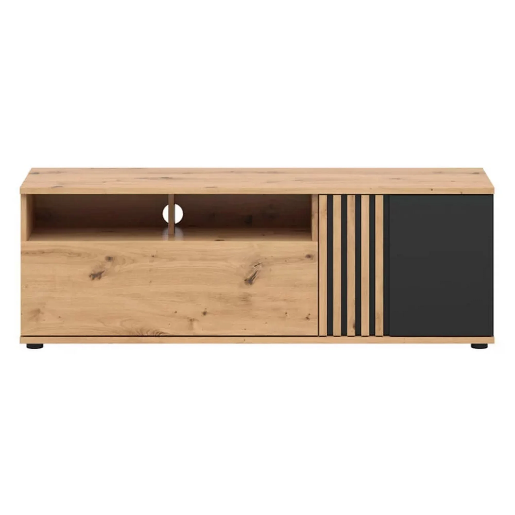 Comoda TV VABRES, stejar artisan/negru mat, PAL laminat, 136x40x47 cm - Image 3