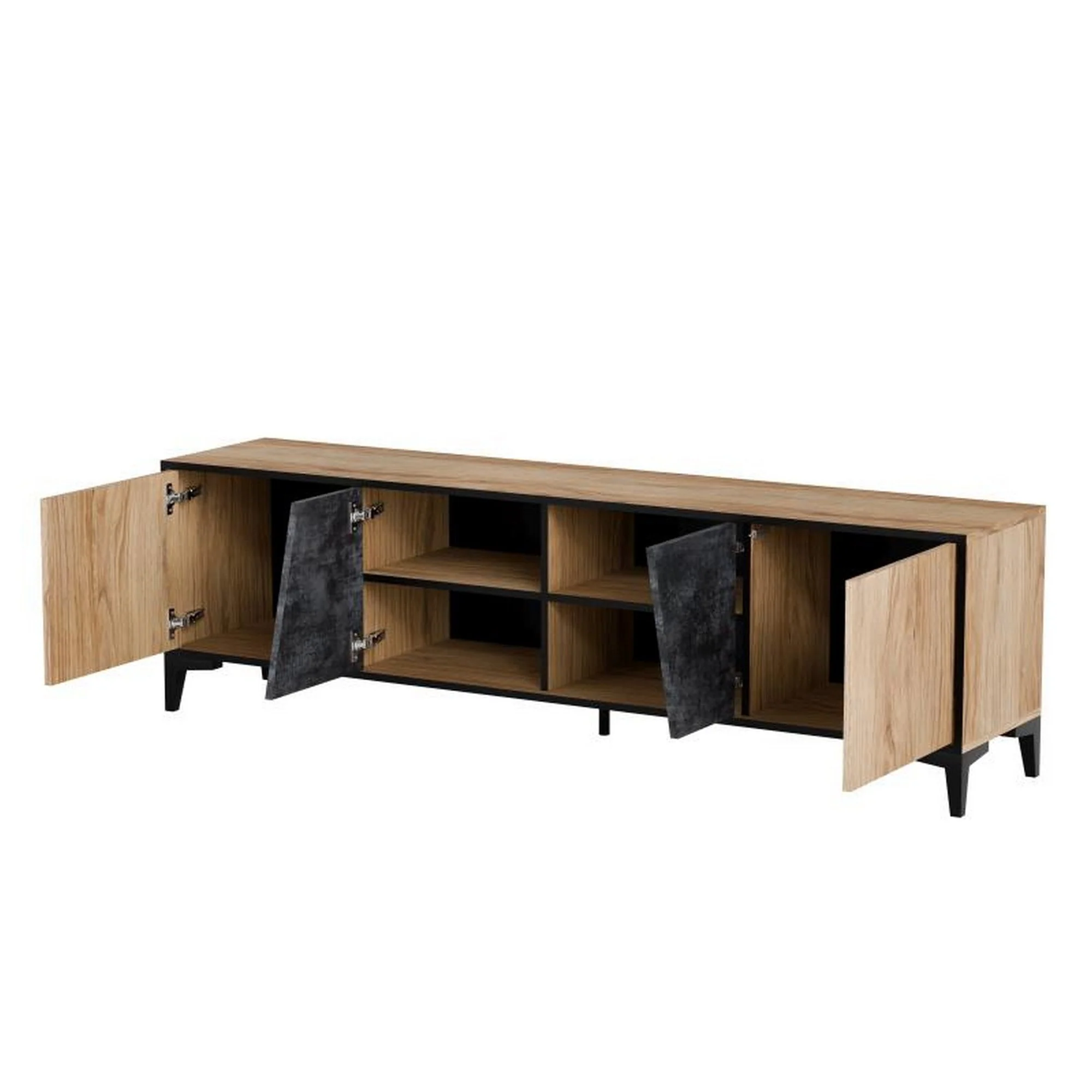 Comoda TV OVO, stejar/gri beton, PAL laminat, 180x38x53 cm - Image 3