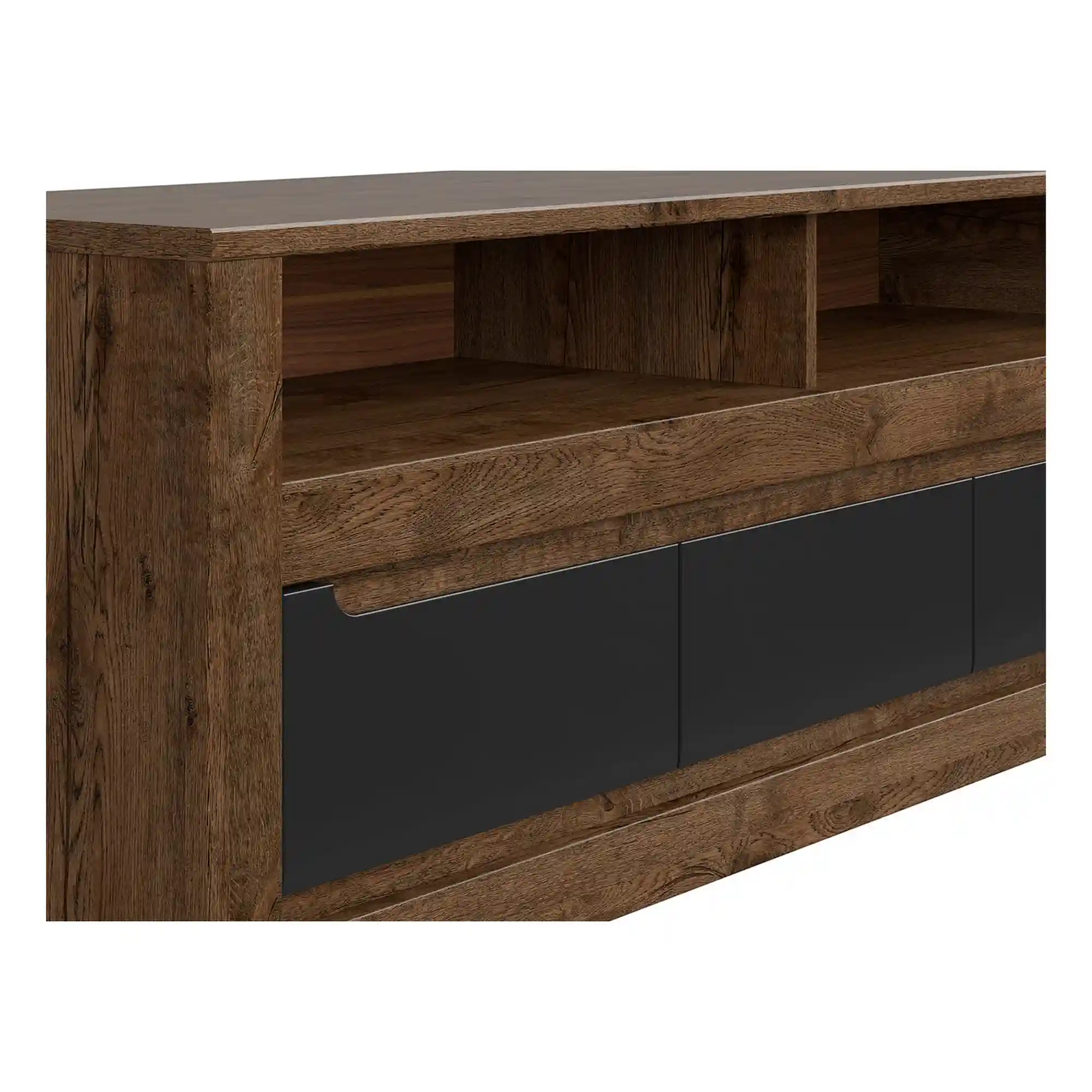 Comoda TV RUSO, stejar/negru mat, PAL laminat, 149x46x59 cm - Image 3