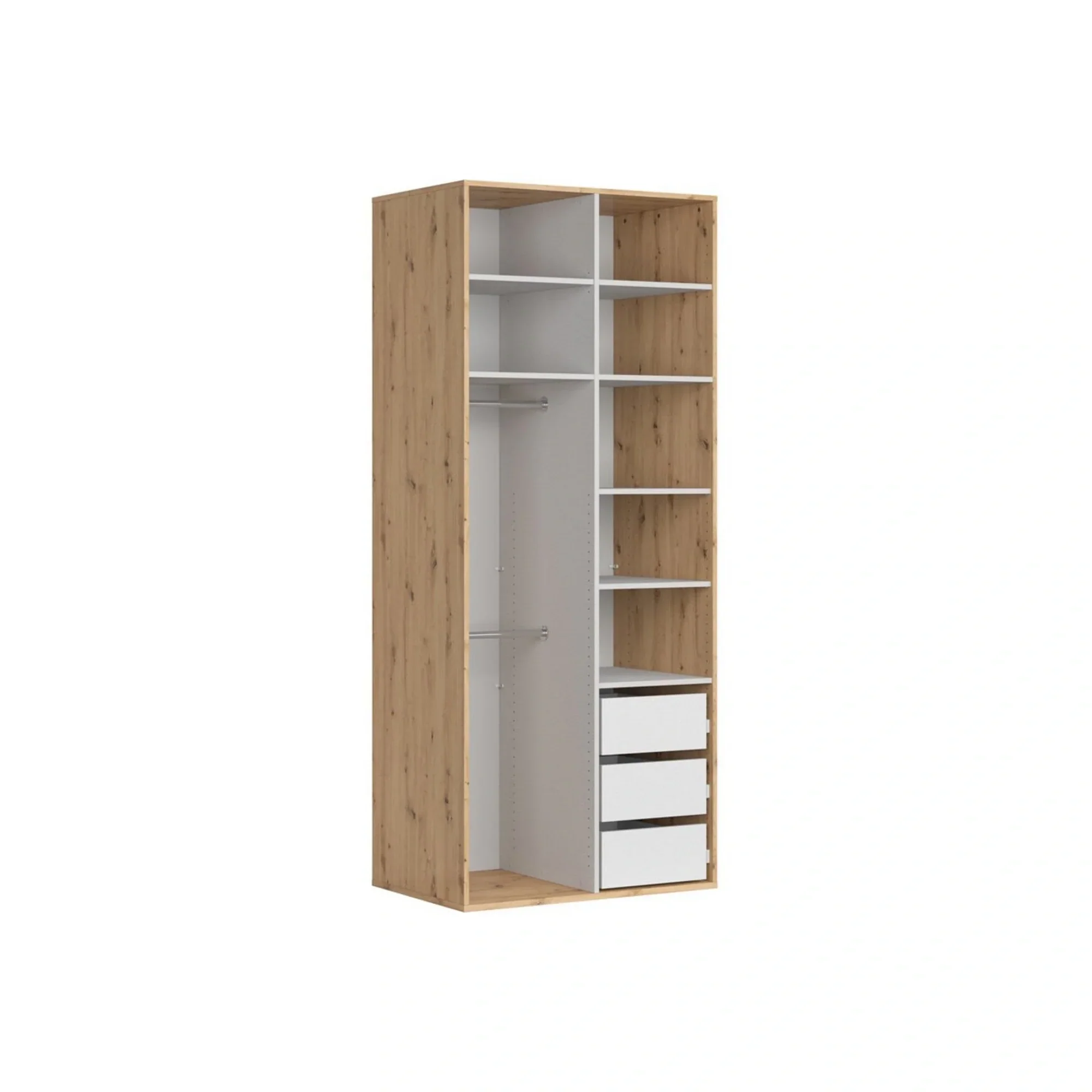 Dulap FLEX, stejar artisan, PAL, cu 2 usi, 100x66x240 cm - Image 3