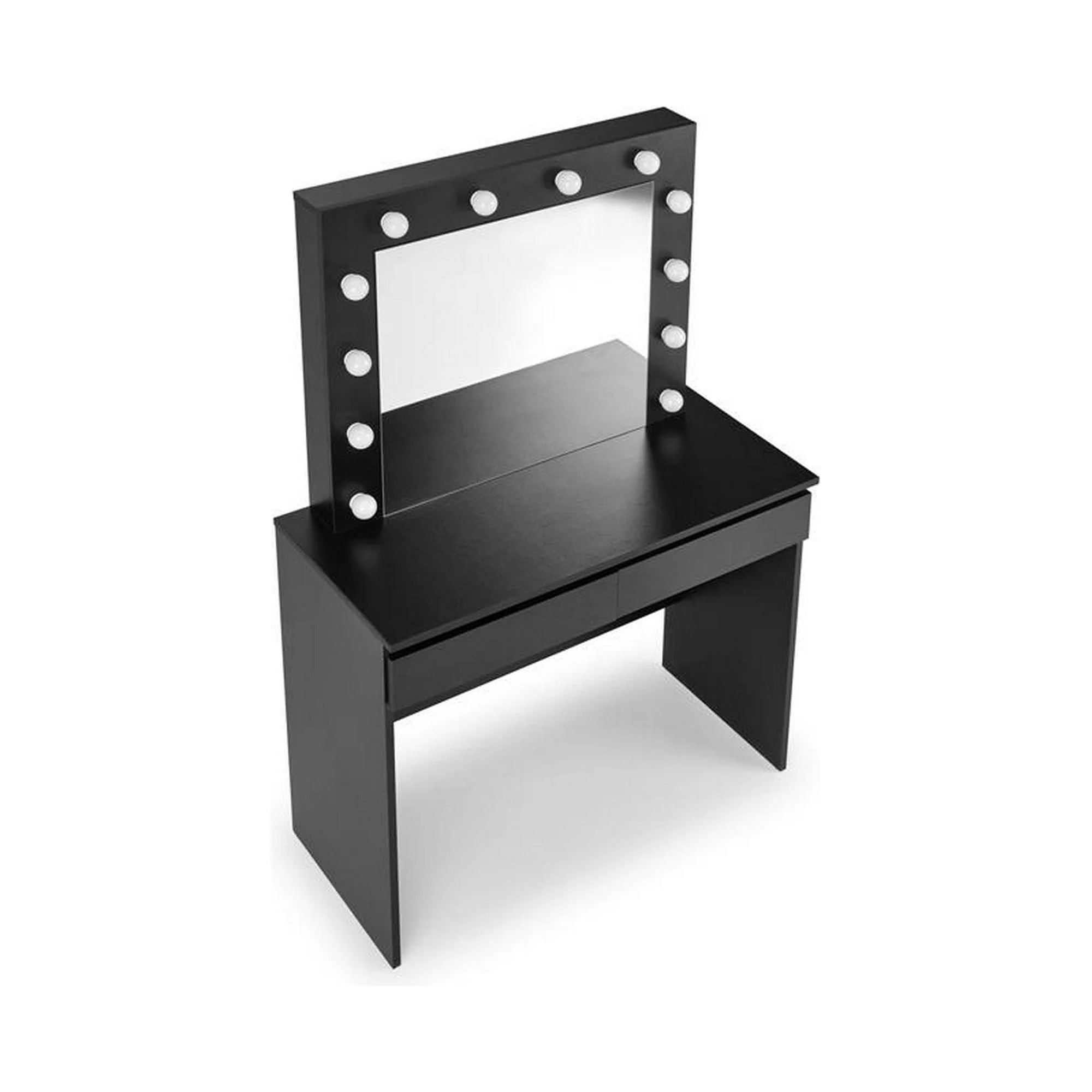 Masa de toaleta Hollywood, negru, iluminare led, oglinda, 94x43x140 cm - Image 3