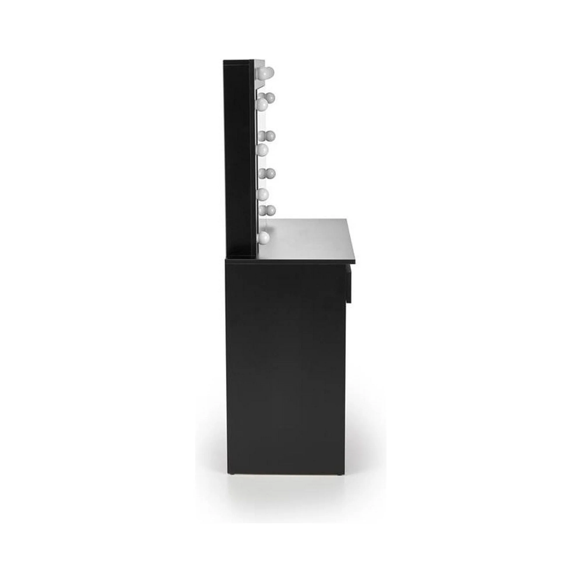 Masa de toaleta Hollywood, negru, iluminare led, oglinda, 94x43x140 cm - Image 5