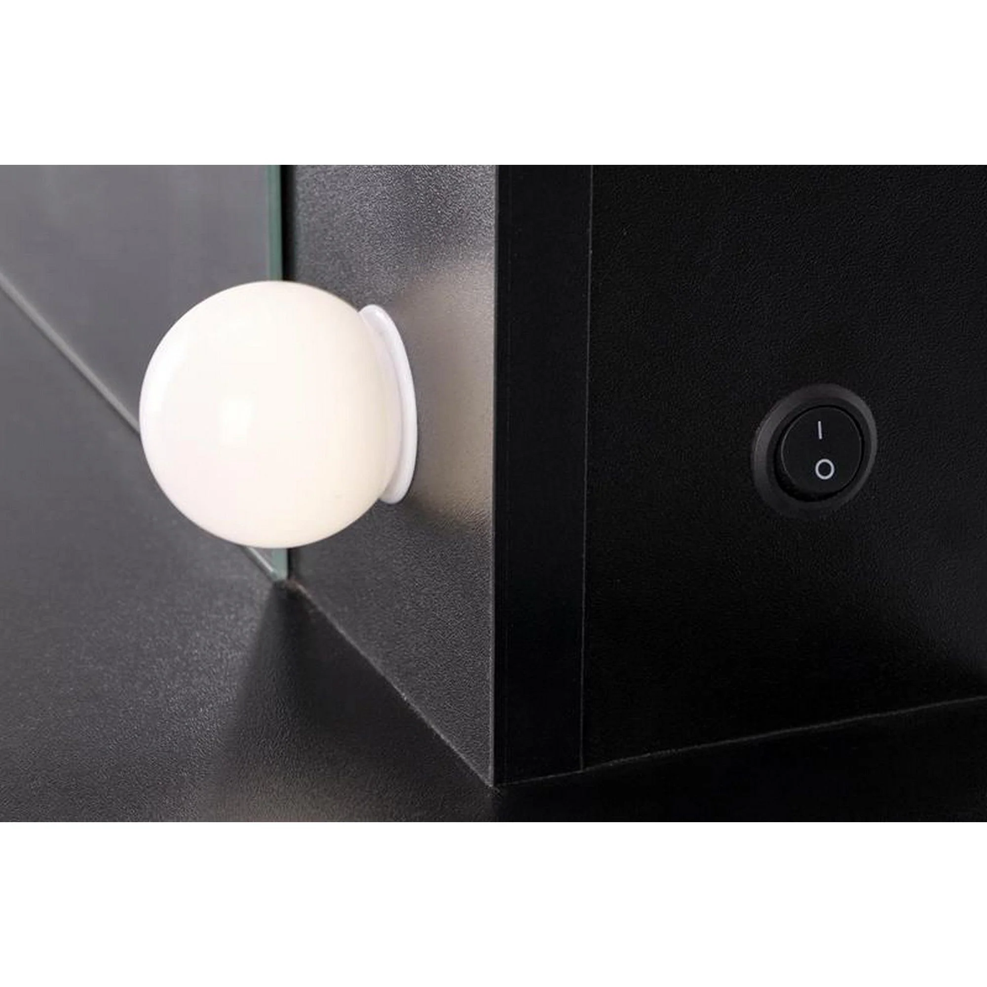 Masa de toaleta Hollywood, negru, iluminare led, oglinda, 94x43x140 cm - Image 6