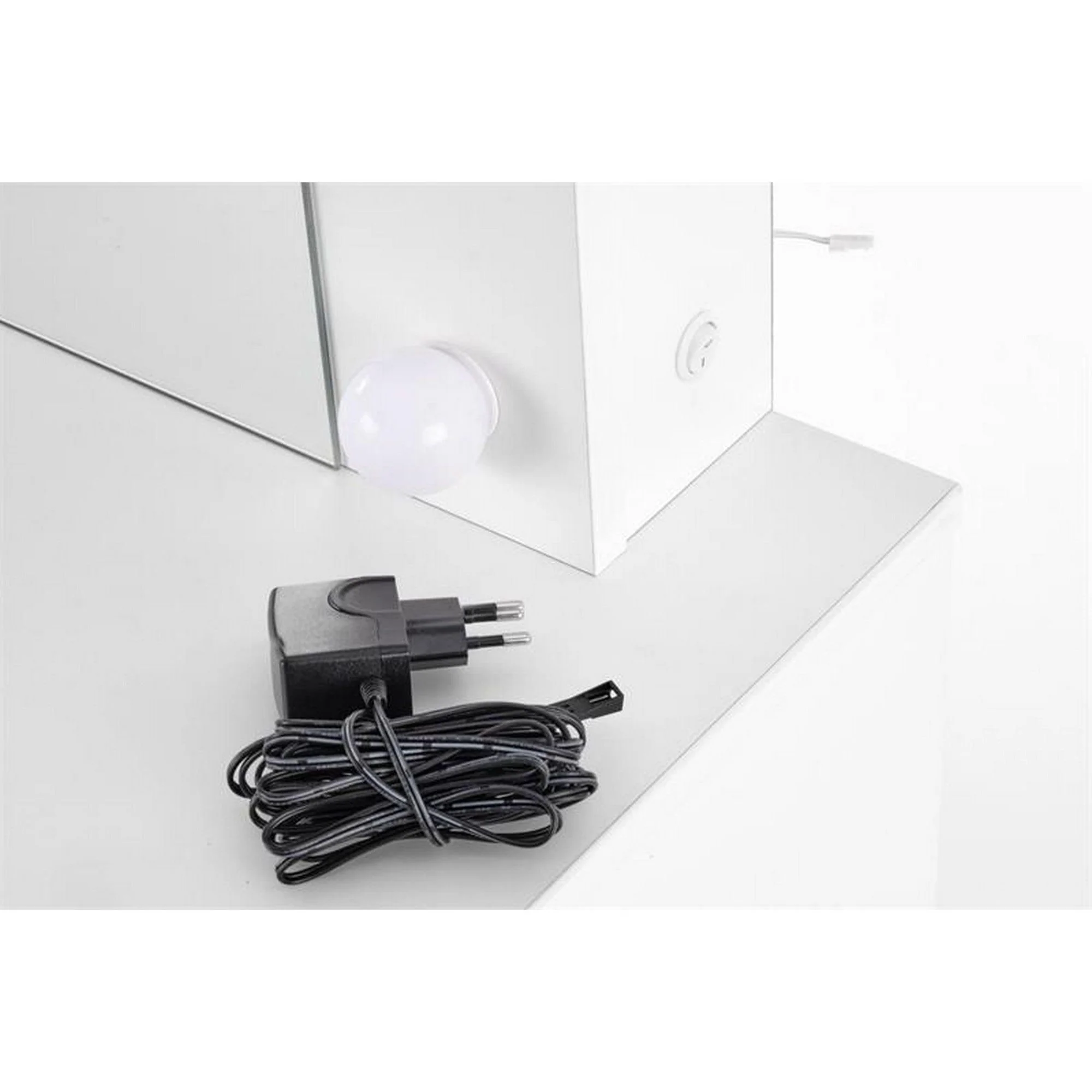 Masa de toaleta Hollywood, negru, iluminare led, oglinda, 94x43x140 cm - Image 7