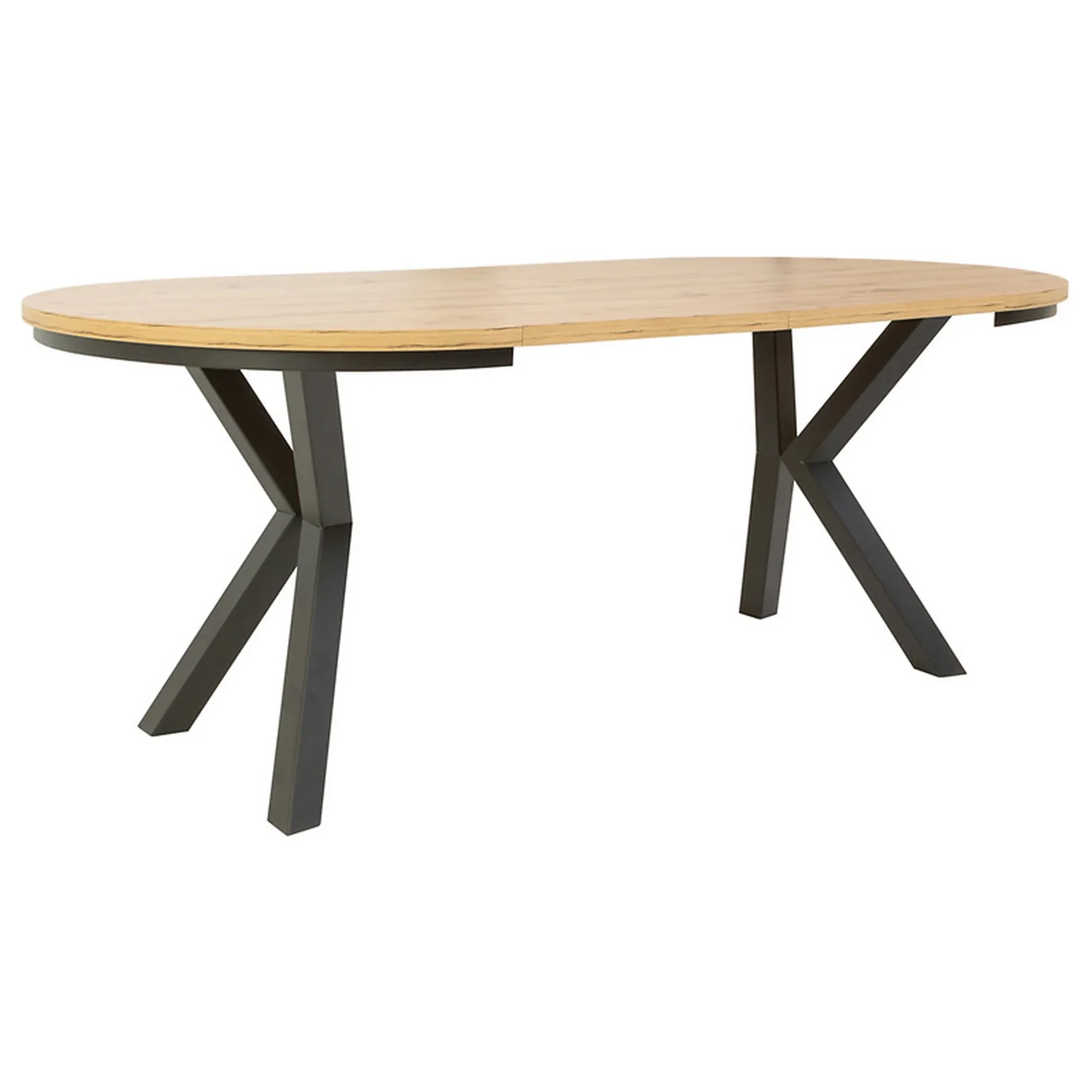 Masa extensibila ELAND, stejar artisan/negru, PAL laminat/metal, 100/200x100x76 cm - Image 4