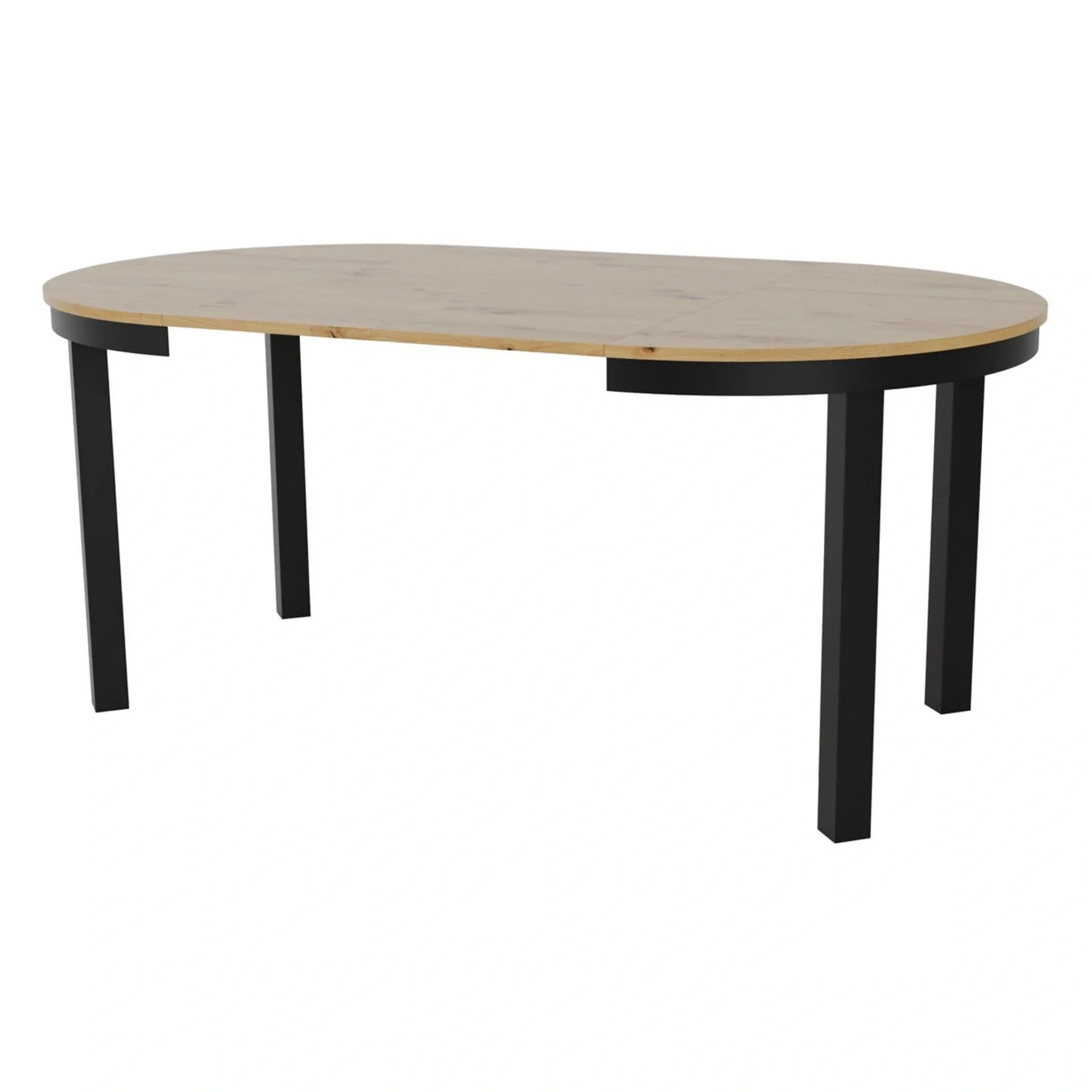 Masa extensibila BERNARDIN, stejar artisan/negru, 100/176x100x76 cm - Image 3