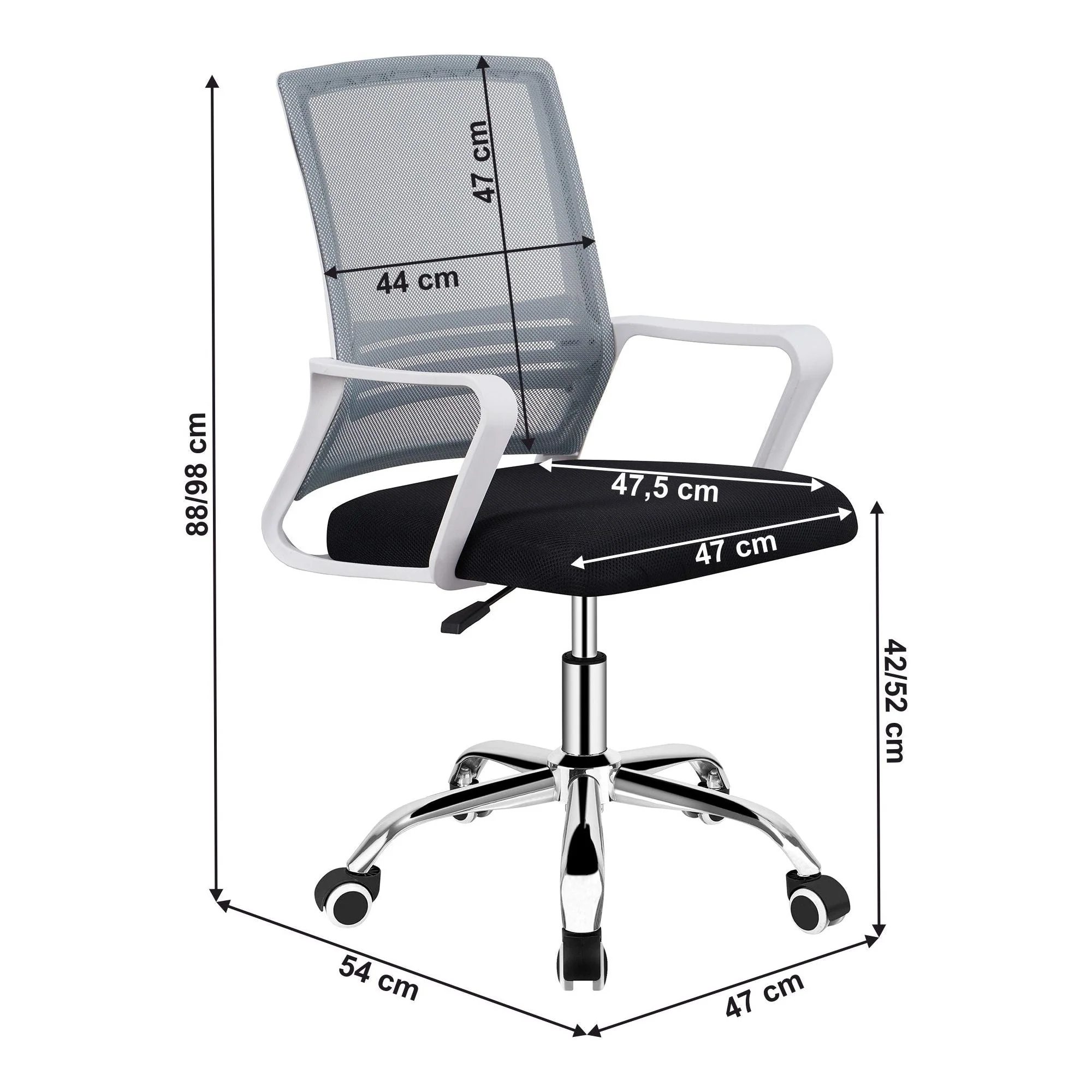 Scaun birou APOLO 2 NEW, gri/negru, plasa/plastic/metal, 47x54x88/98 cm - Image 8