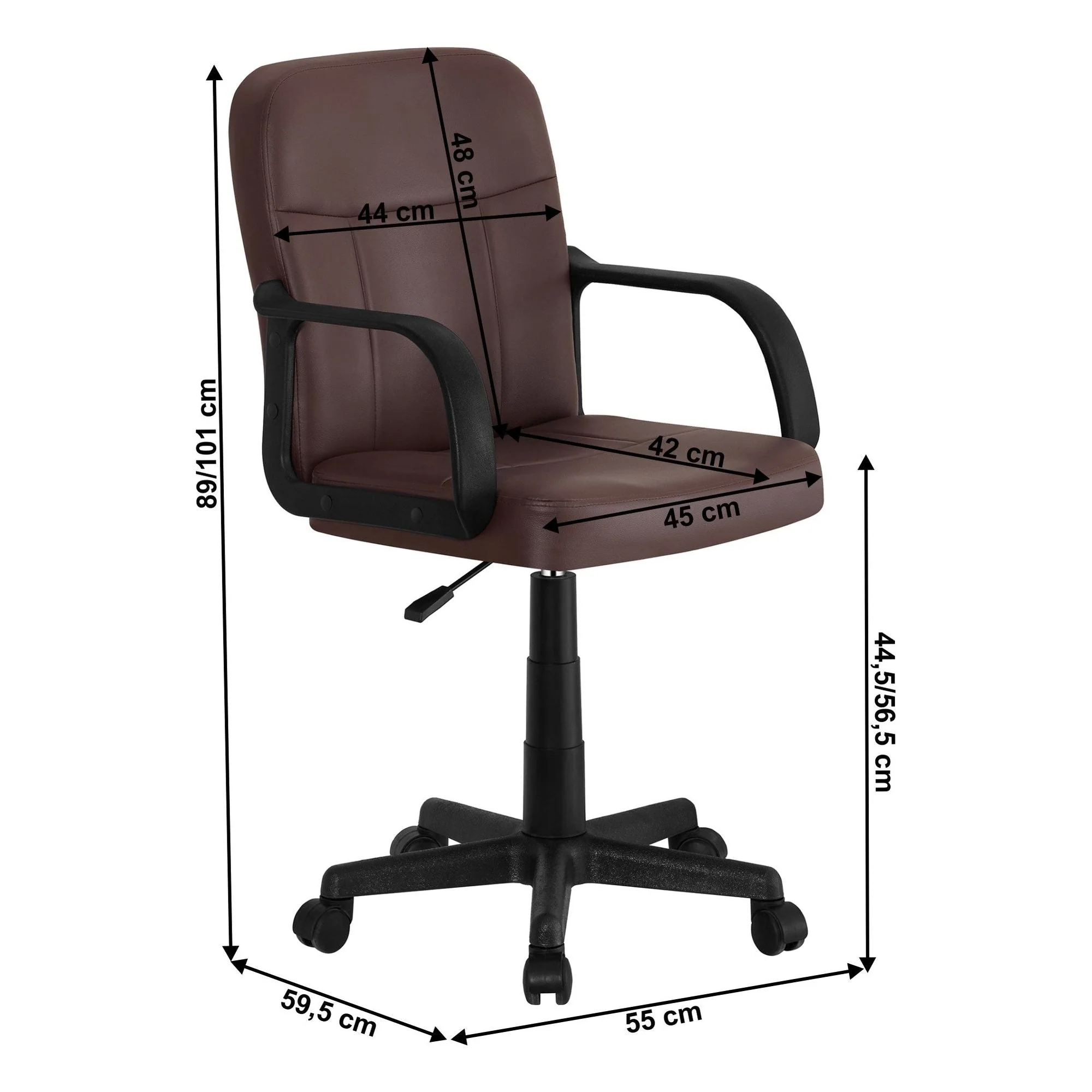 Scaun birou AYLA NEW, maro, piele ecologica/plastic, 55x59.5x89/101 cm - Image 6