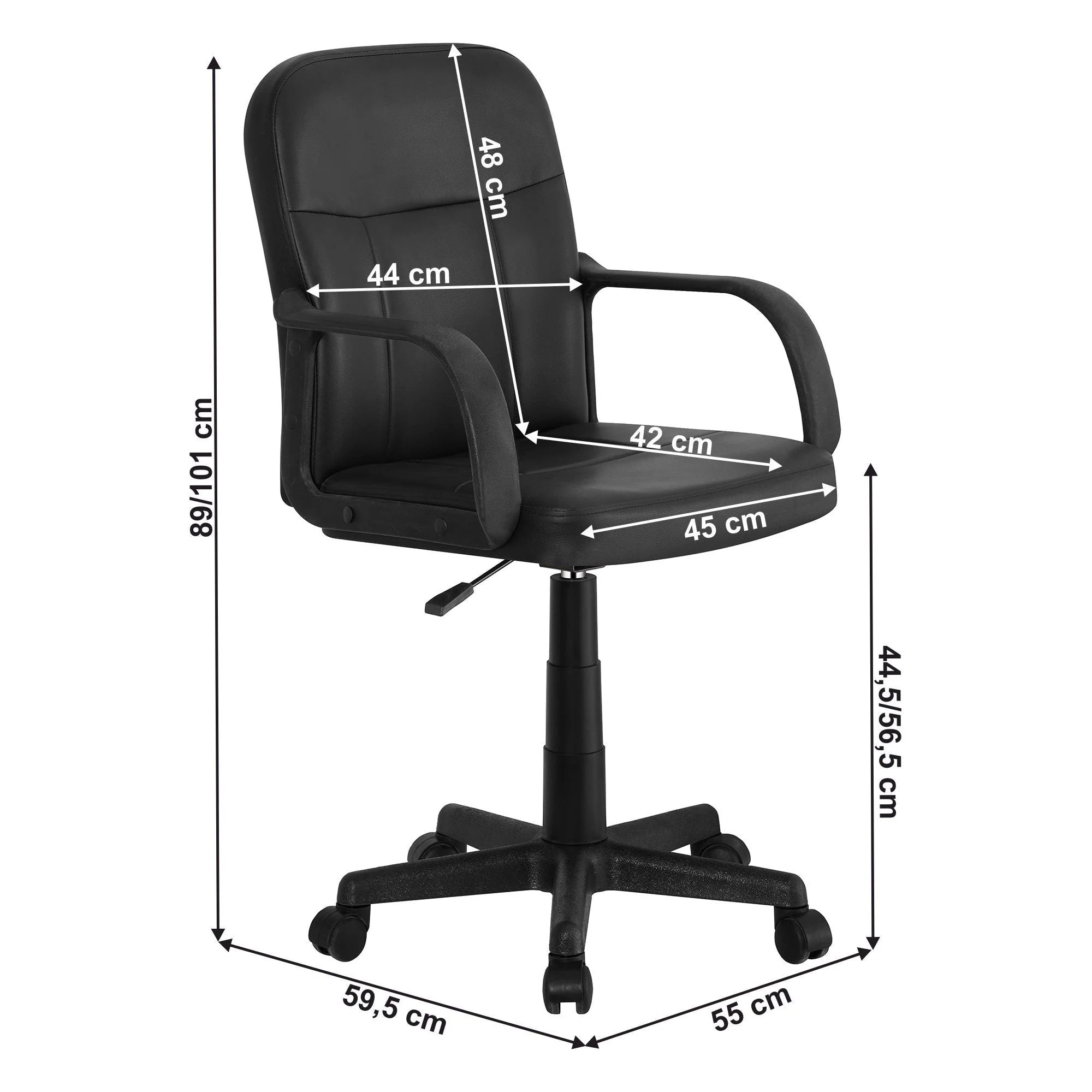 Scaun birou AYLA NEW, negru, piele ecologica/plastic, 55x59.5x89/101 cm - Image 6