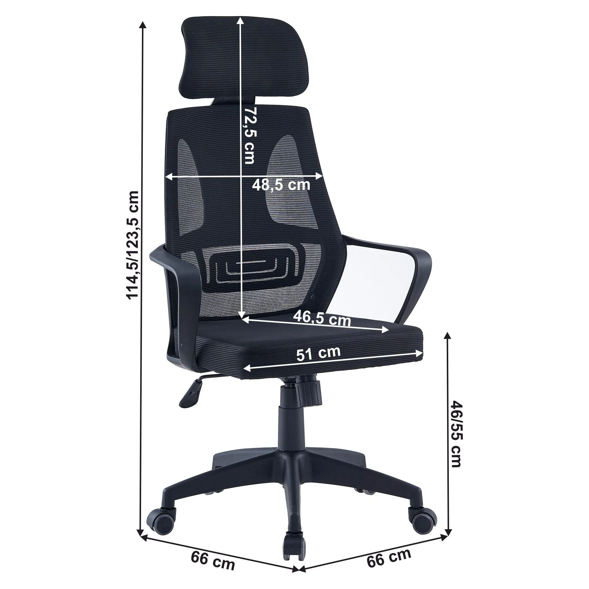 Scaun birou TAXIS NEW, negru, plasa/plastic, 66x66x114.5/123.5 cm - Image 5