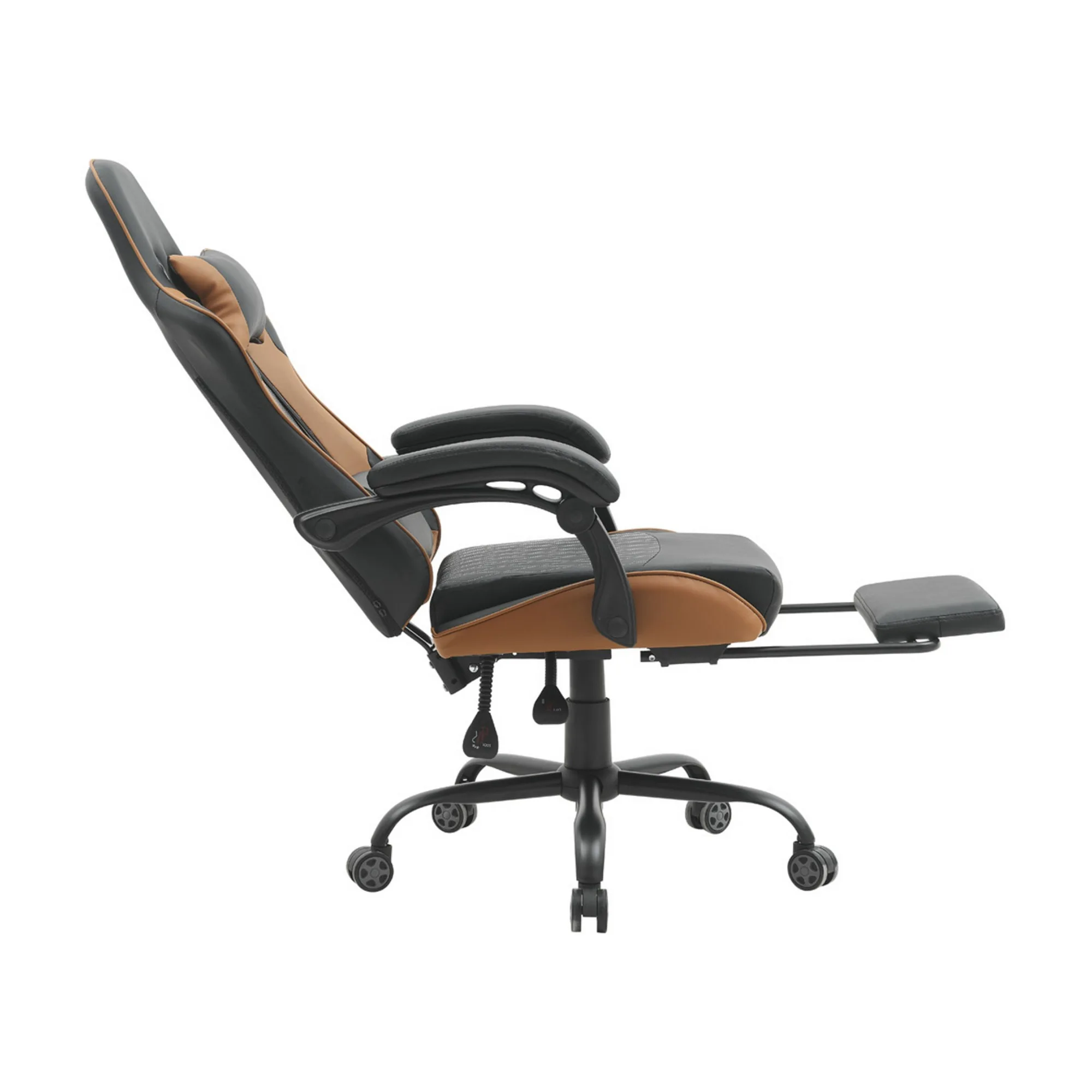 Scaun gaming G-TURBO, negru/maro, piele ecologica/metal, 65x64x125/135 cm - Image 3
