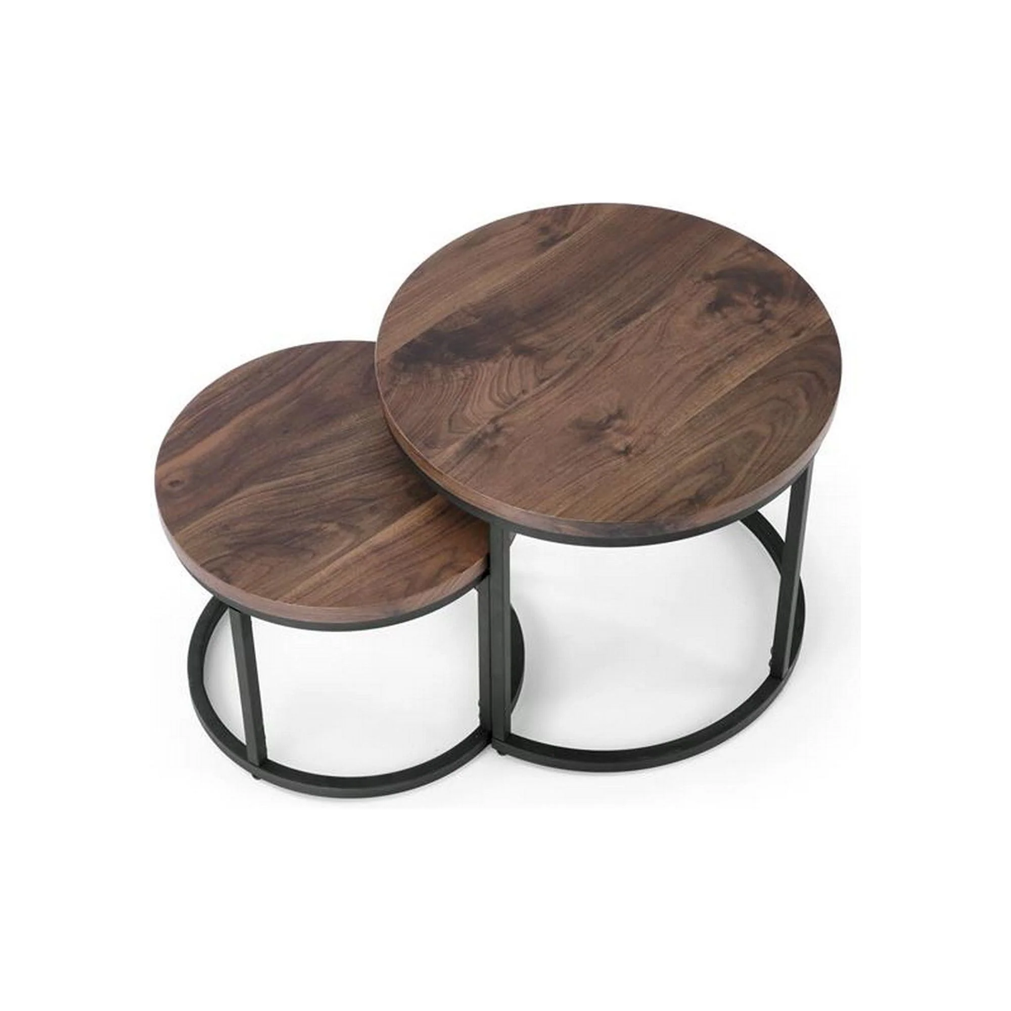 Set 2 masute de cafea OREO, nuc/negru furniruit, 53x45 cm si 43x35 cm - Image 3