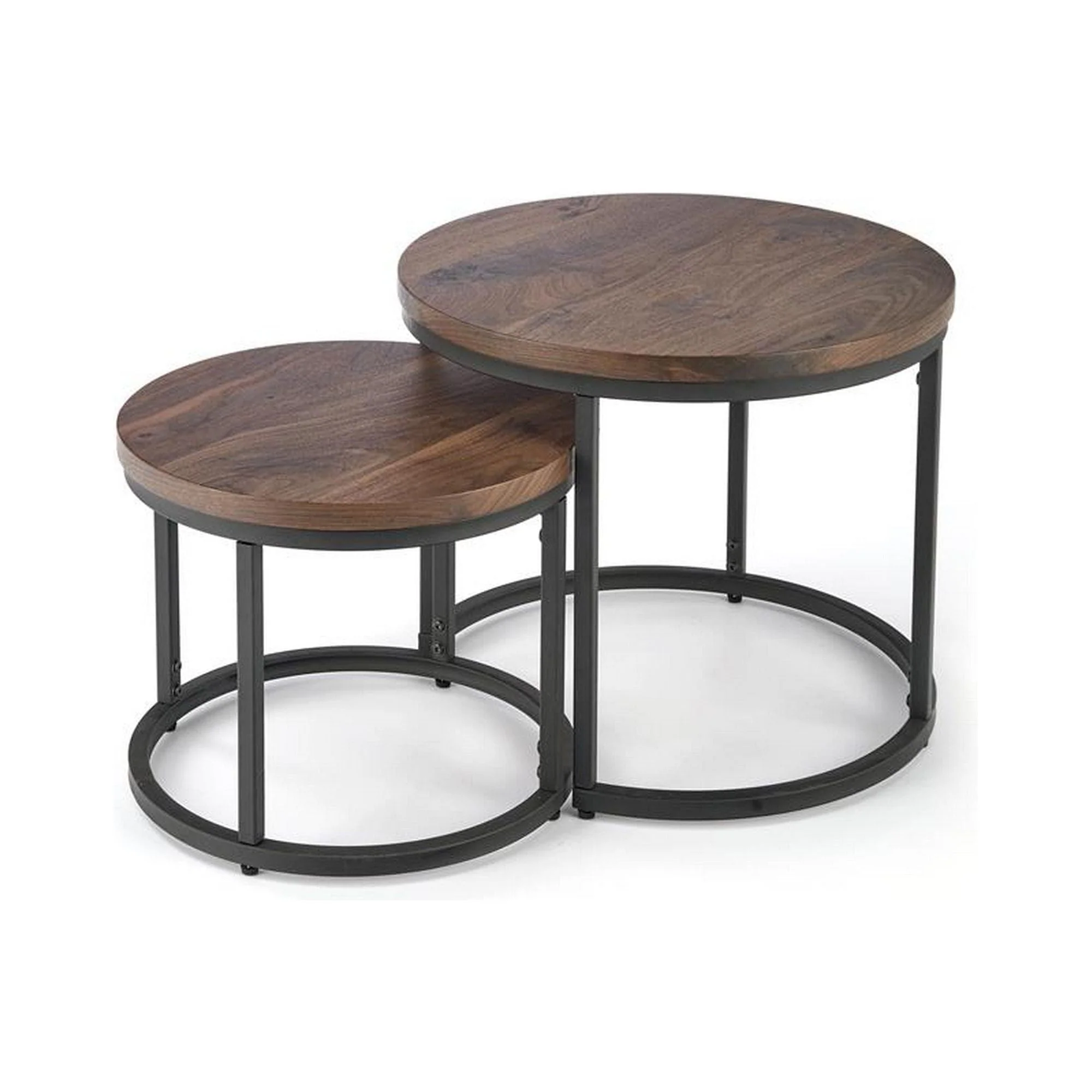 Set 2 masute de cafea OREO, nuc/negru furniruit, 53x45 cm si 43x35 cm - Image 4