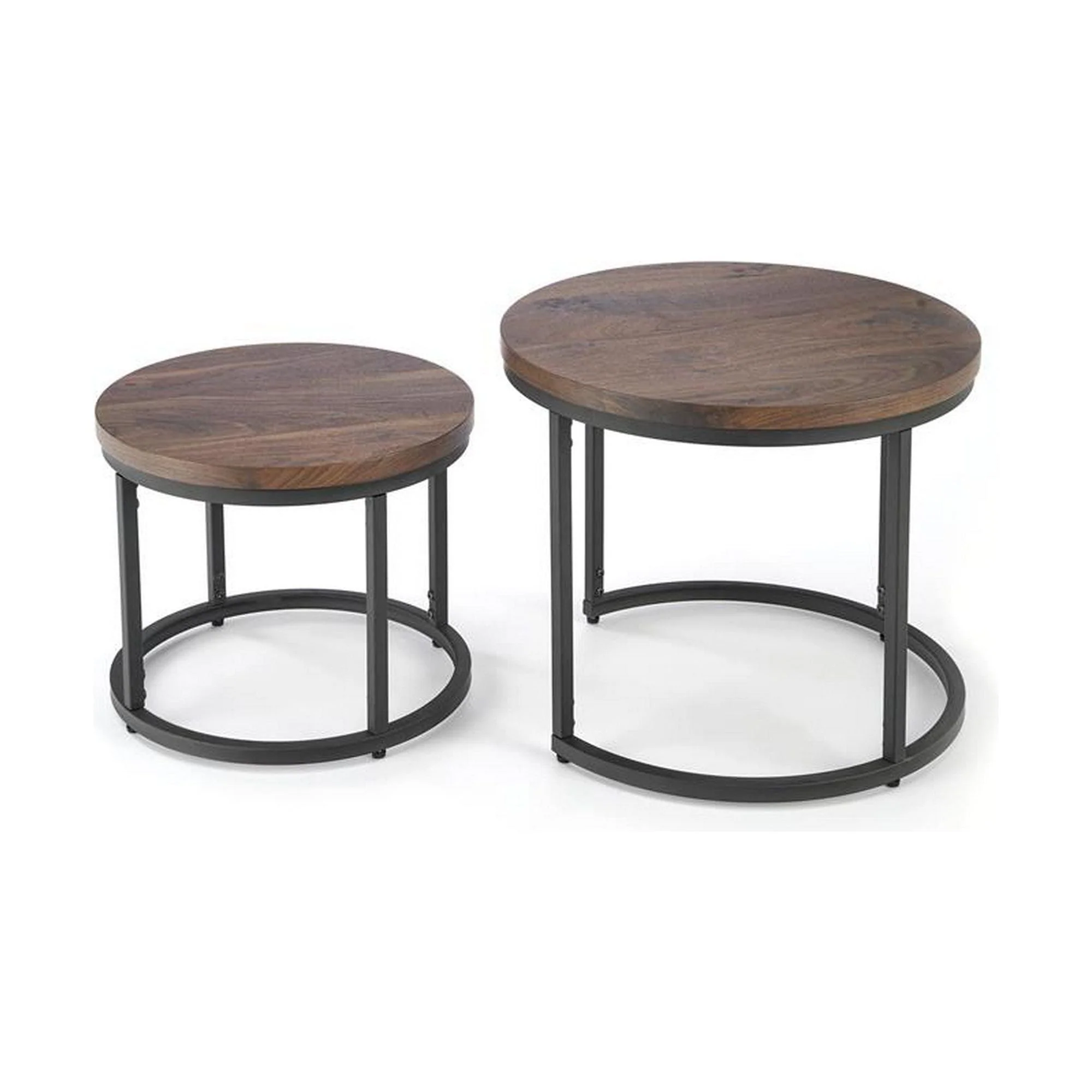 Set 2 masute de cafea OREO, nuc/negru furniruit, 53x45 cm si 43x35 cm - Image 5
