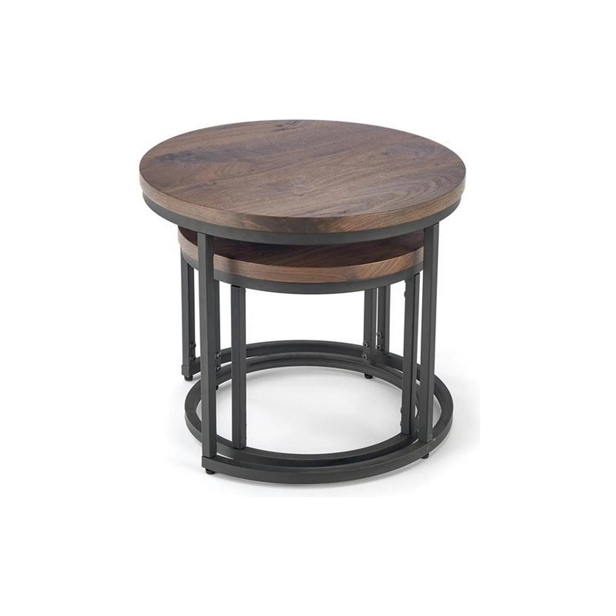 Set 2 masute de cafea OREO, nuc/negru furniruit, 53x45 cm si 43x35 cm - Image 6