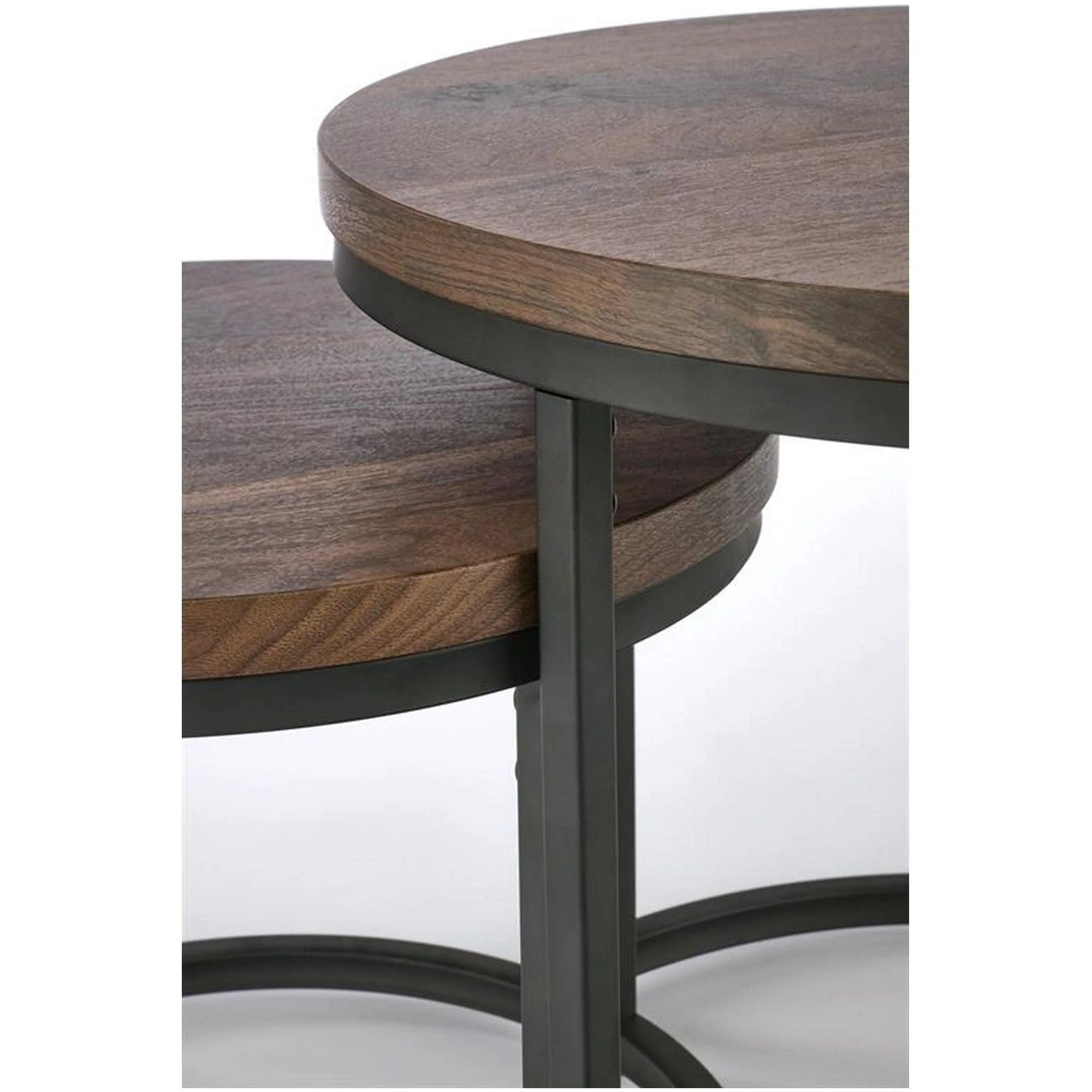 Set 2 masute de cafea OREO, nuc/negru furniruit, 53x45 cm si 43x35 cm - Image 8